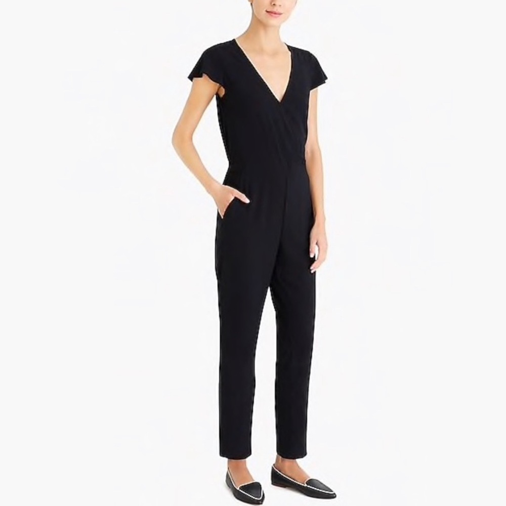 NWT J. Crew Black Faux Wrap Viscose Jumpsuit Sz XS